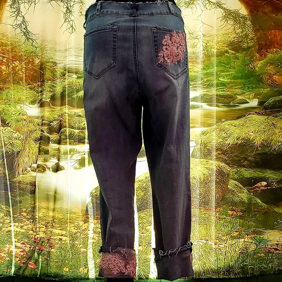 Custom Order Pretty In Pink Lace Applique Jeans - Picture 6 of 6